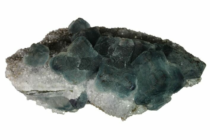3" Multicolored Fluorite Crystals on Quartz - China